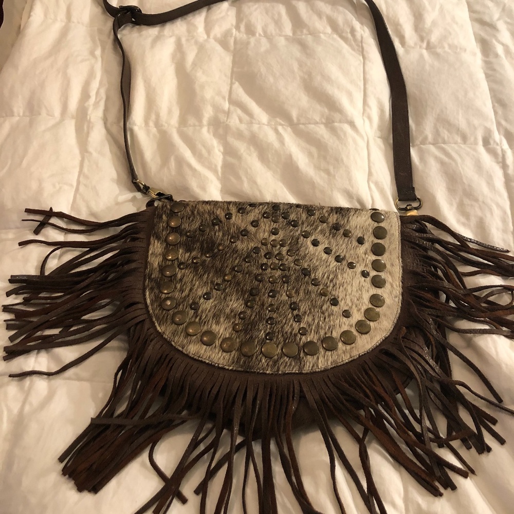 Nashville Leather & Fur Fringe Purse